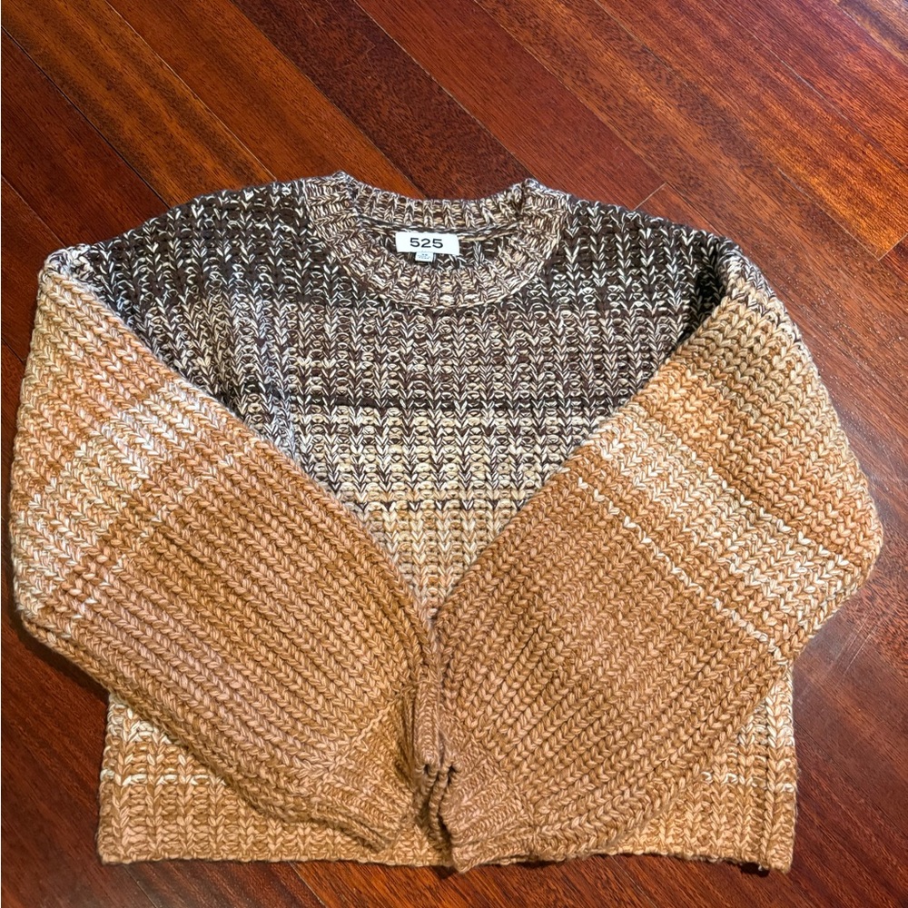 525 America Women's Knit Sweater in Brown and Cream